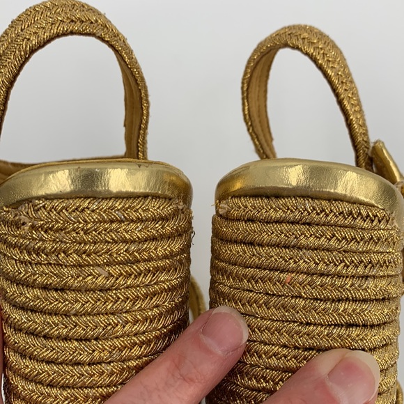 Jeffrey Campbell Yachty Platform sandal shoe chunky heel metallic gold disco 8 - Picture 7 of 8